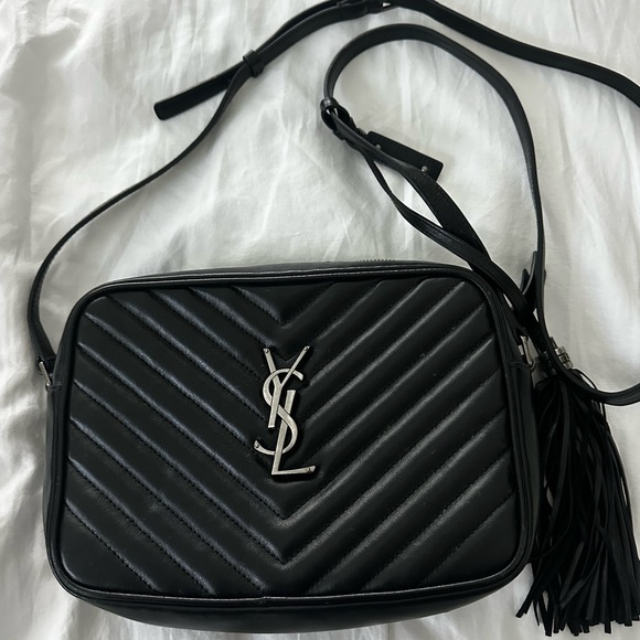 Yves Saint Laurent Black Chevron Crossbody Bag *AUTHENTIC* - Picture 1 of 4